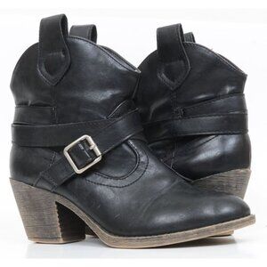 Unleashed Women's 7.5 Heeled Western Cowgirl Booties Vegan Leather Festival